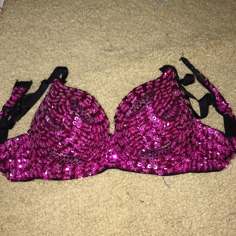 Pink sequined Rave Bra!